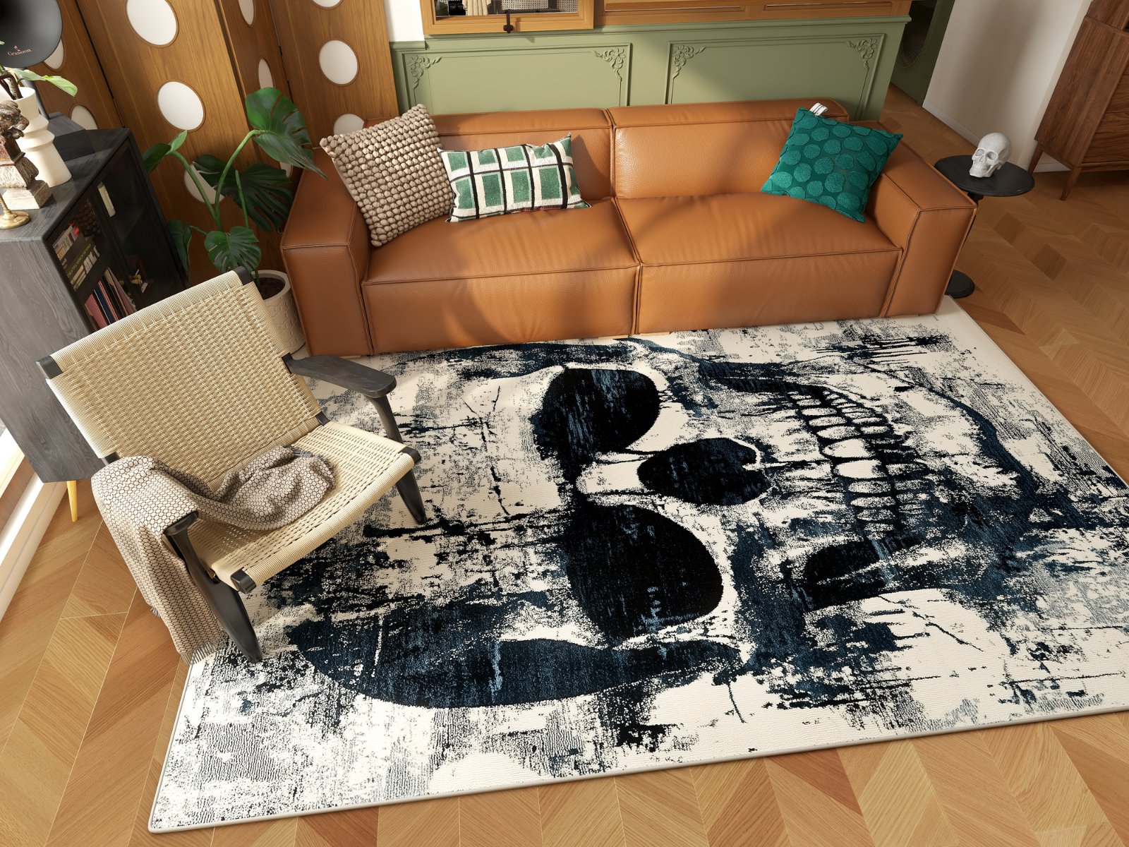 Faded Skull - Washable Rug - HLW008