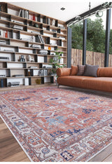 Mystral Kilim-Design Coral Washable Rug - LCC3015 (Custom Size)