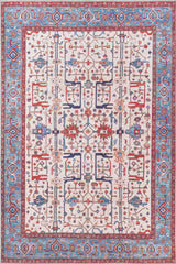 Fiora Blue Cream Washable Rug - LCC3019 (Custom Size)