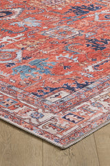 Mystral Kilim-Design Coral Washable Rug - LCC3015