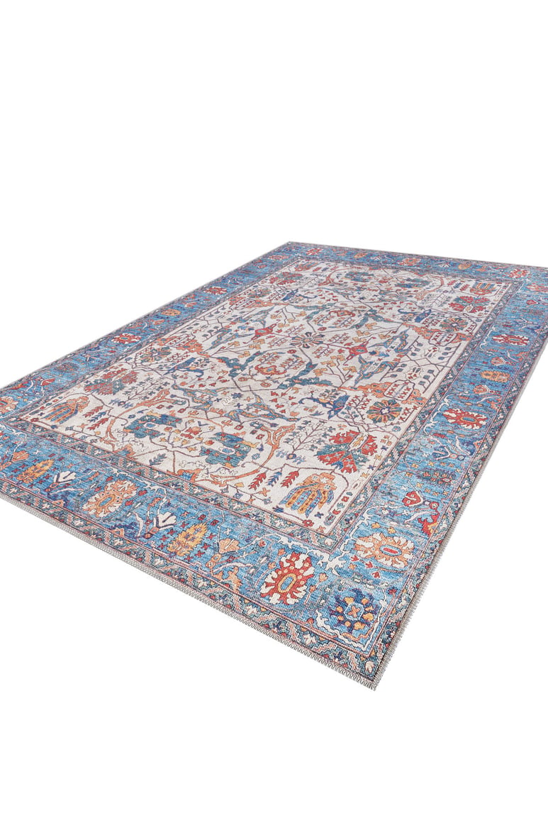 Harmonia Blue Ivory Washable Rug - LCC3001