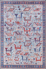 Birdwatcher's Dream Blue Washable Rug - LCC3020 (Custom Size)