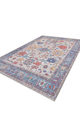 Yonder Handmade-Design Blue Cream Washable Rug - LCC3045