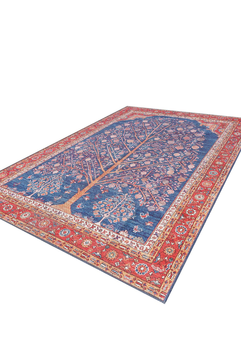 Tree of Plenty Red Blue Washable Rug - LCC3031