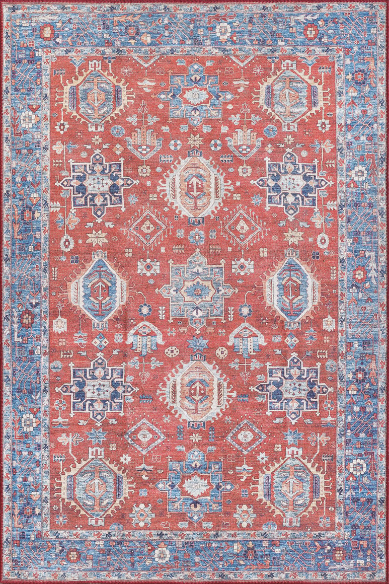 Lunavale Red Blue Washable Rug - LCC3007