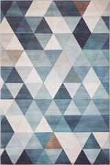 Cubism Collage Blue Washable Rug - MDJ008