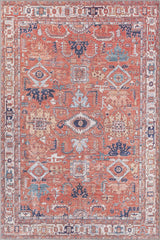 Mystral Kilim-Design Coral Washable Rug - LCC3015