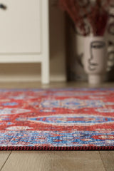 Lunavale Red Blue Washable Rug - LCC3007 (Custom Size)