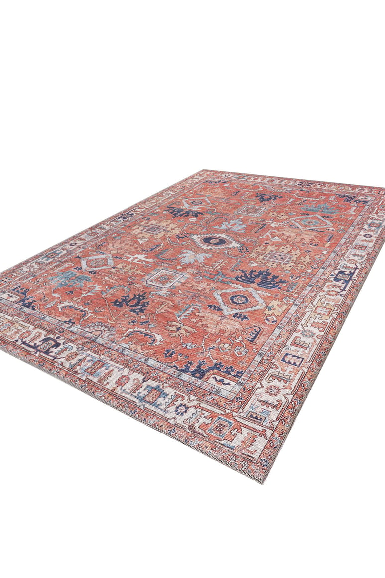 Mystral Kilim-Design Coral Washable Rug - LCC3015 (Outlet) UK