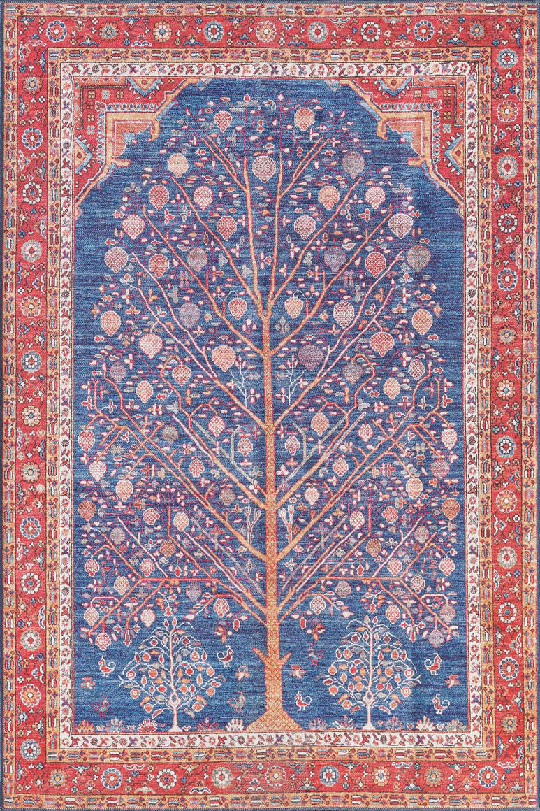 Tree of Plenty Red Blue Washable Rug - LCC3031