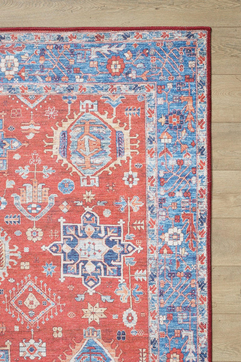 Lunavale Red Blue Washable Rug - LCC3007