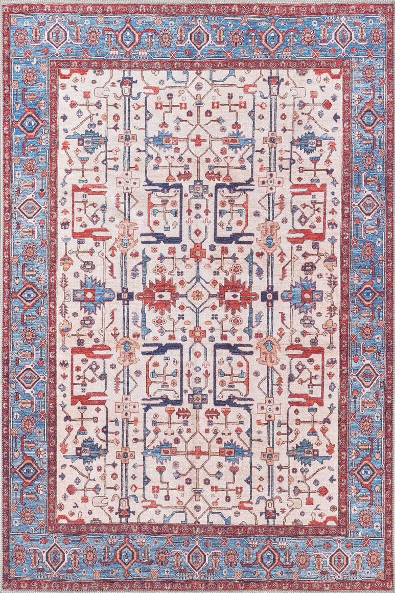 Fiora Blue Cream Washable Rug - LCC3019