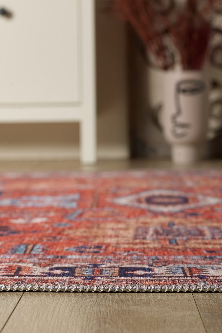 Mystral Kilim-Design Coral Washable Rug - LCC3015 (Outlet) UK