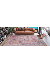 Mystral Kilim-Design Coral Washable Rug - LCC3015 (Outlet) UK