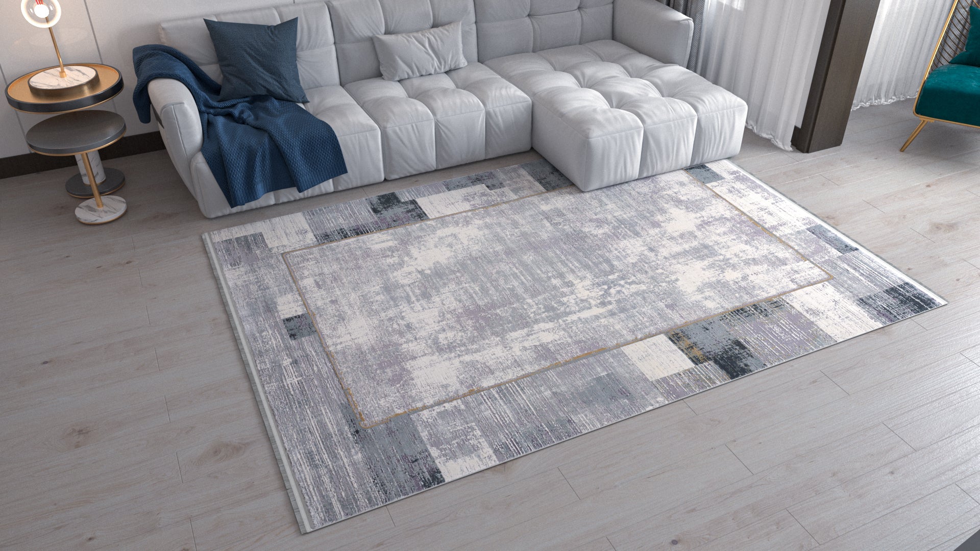 GridWave Silver Premium Rug - M426A