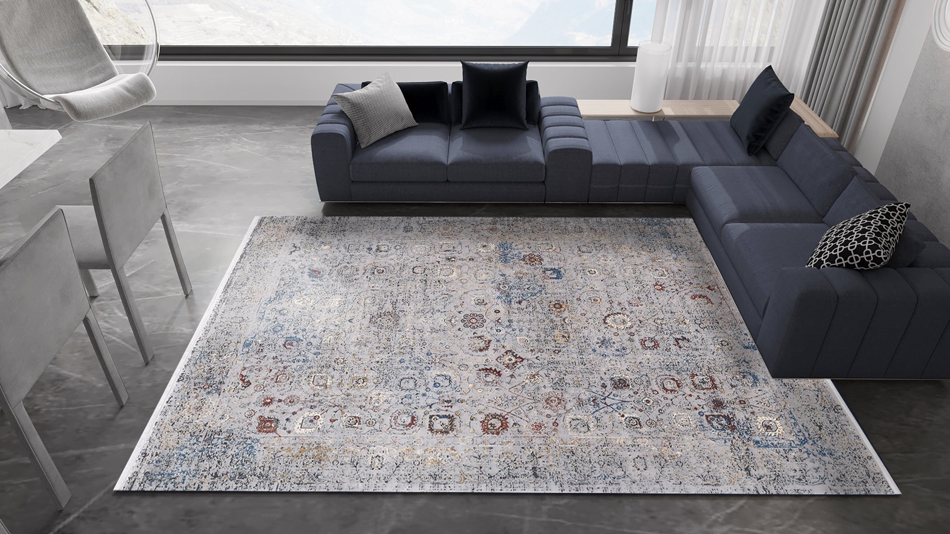 Miniature Elegance Oushak Rug - Grey - 2084F