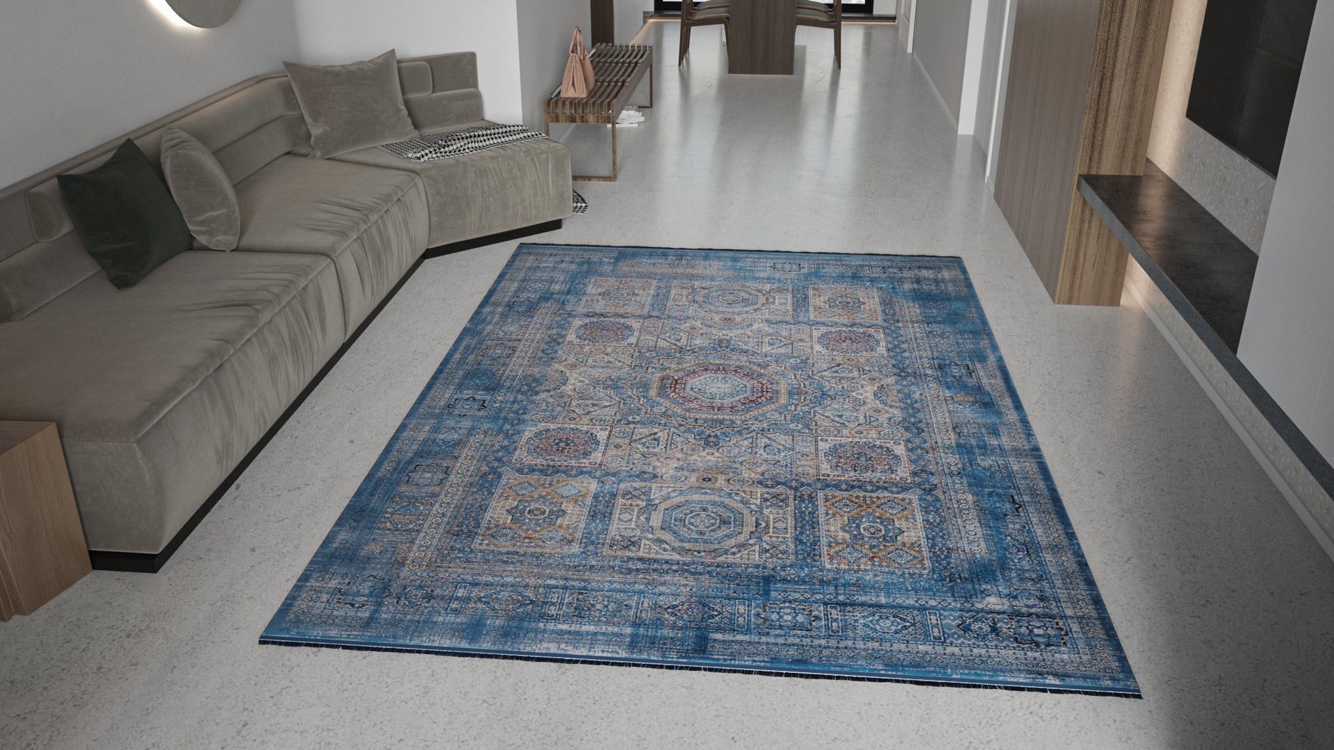 Hidden Treasures Turkish Rug - Azure - 2223B