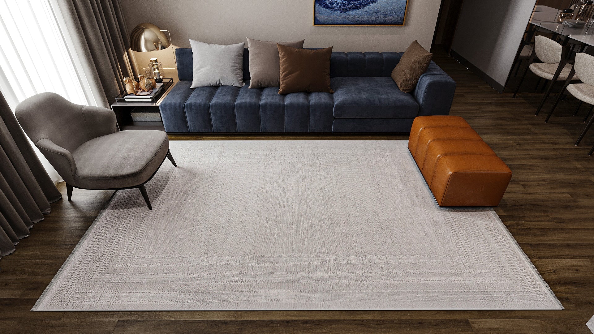 Vanilla Dream Modern Bordered Rug - EW2742