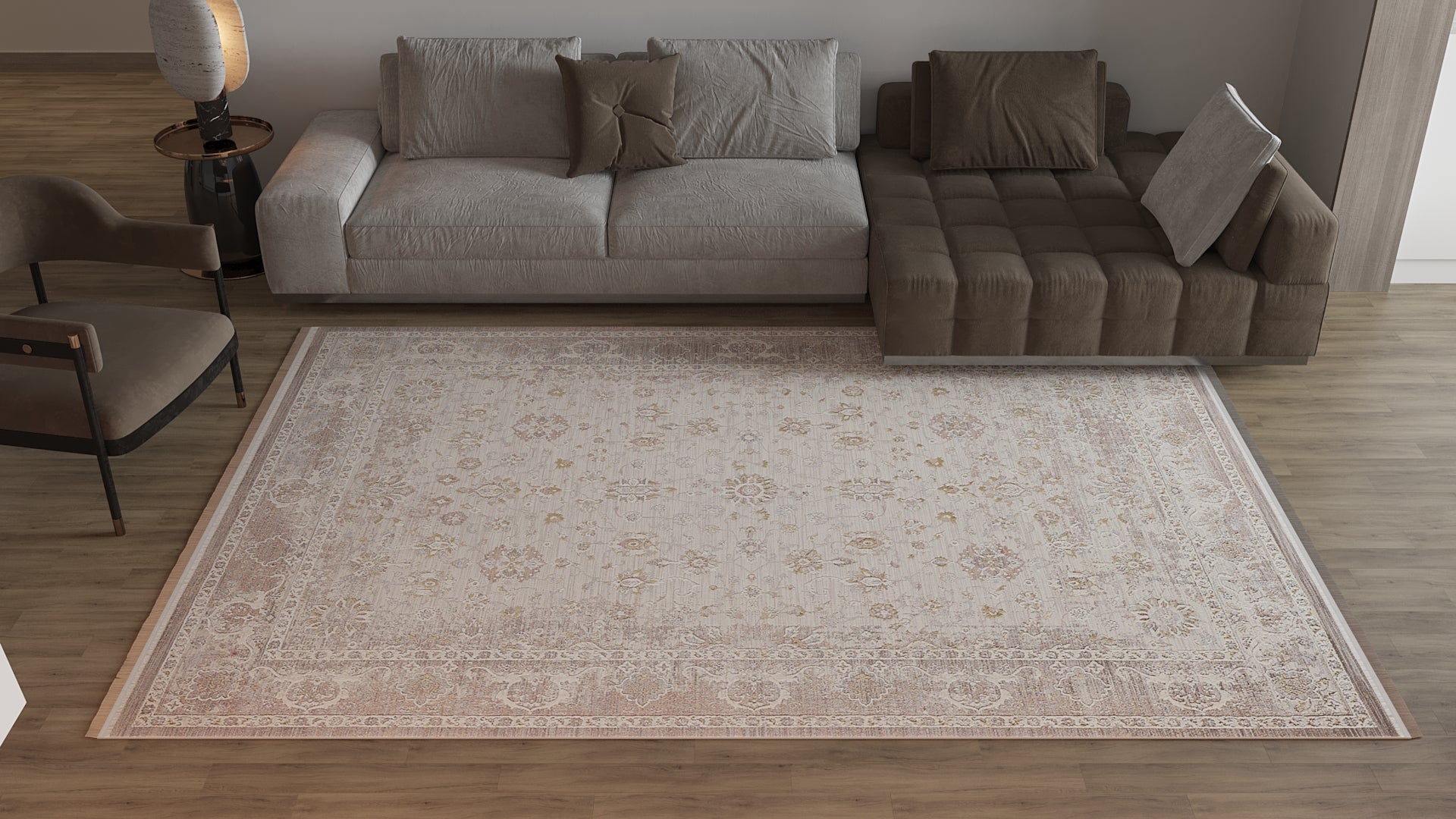 Timeless Petals Oushak Rug - Sand - M621N