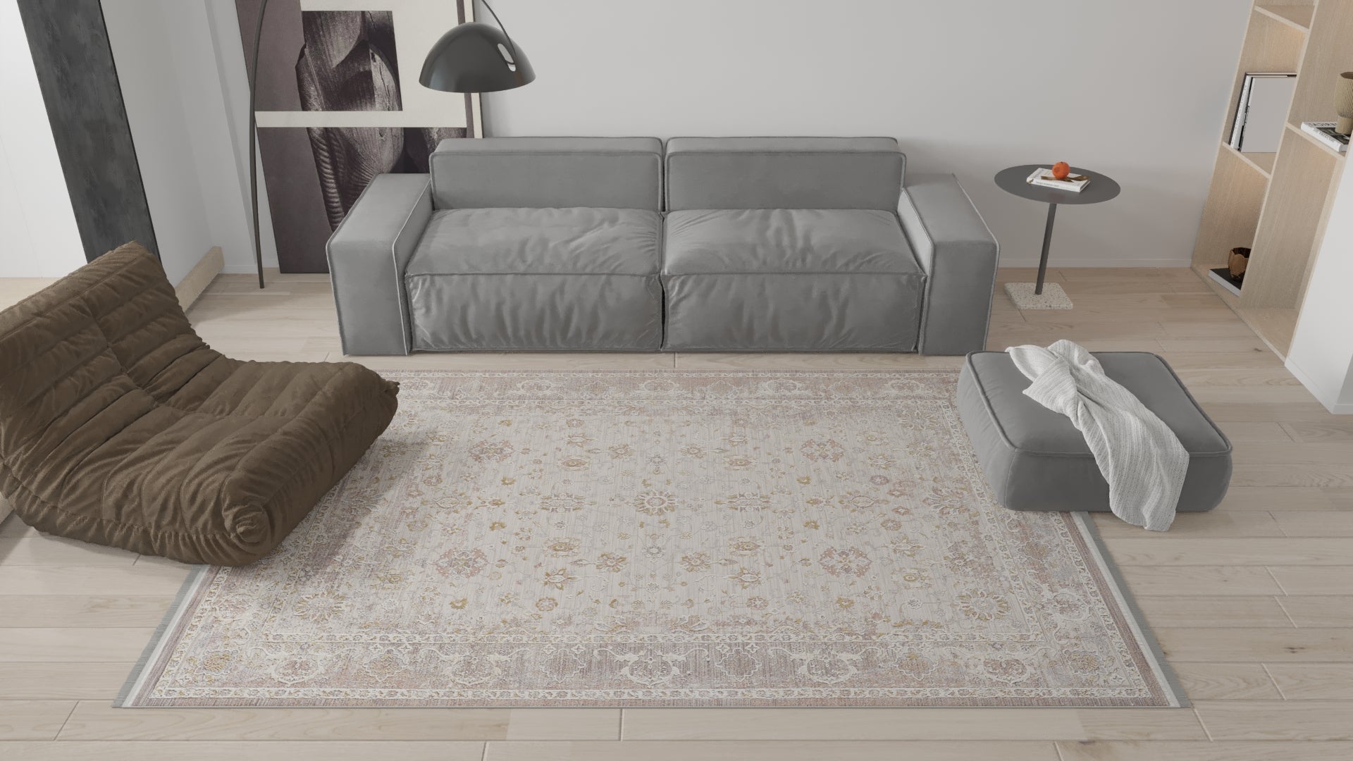 Timeless Petals Oushak Rug - Sand - M621N