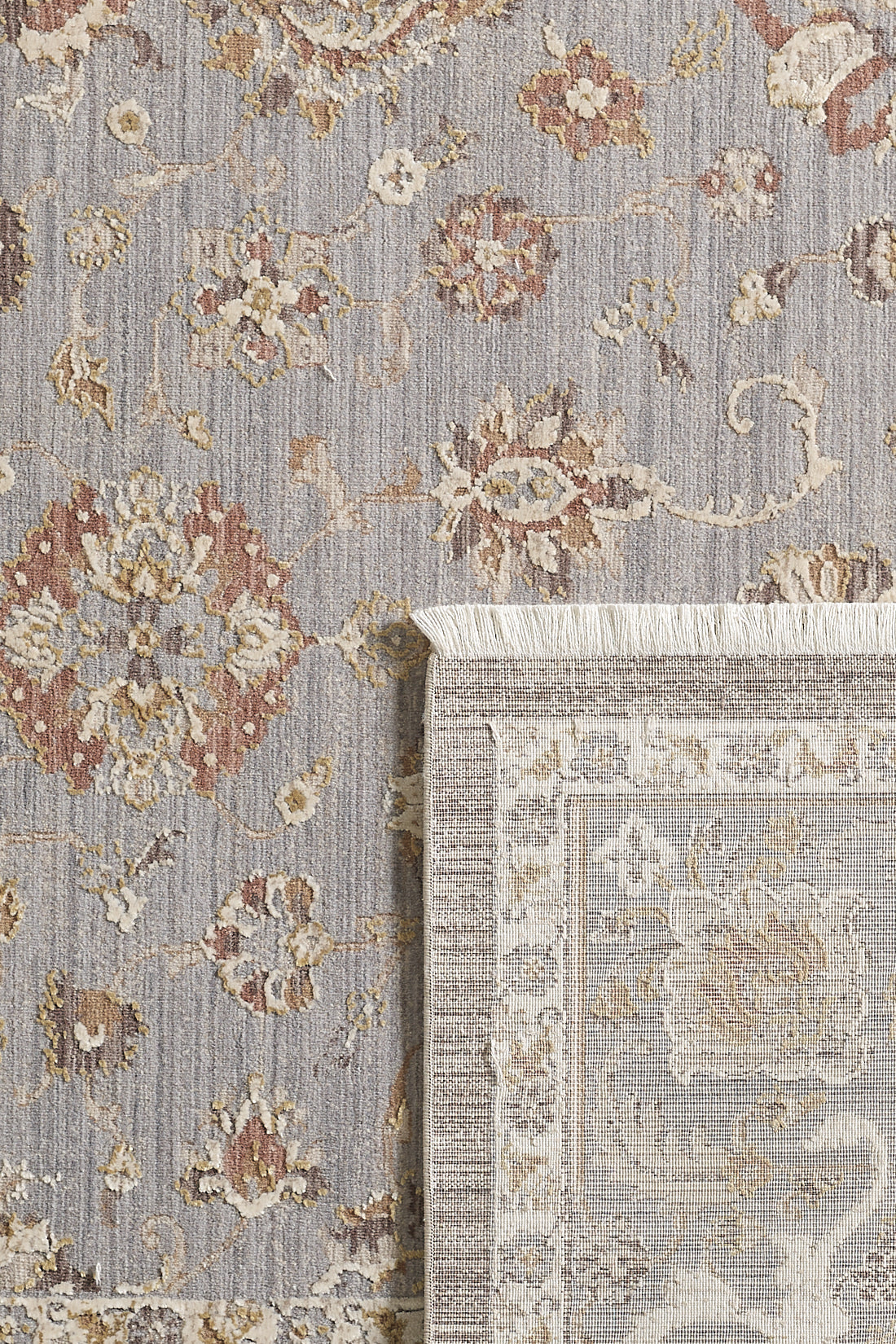 Timeless Petals Oushak Rug - Silver - M621O