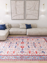 Fiora Blue Cream Washable Rug - LCC3019 (Custom Size)