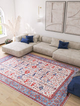 Fiora Blue Cream Washable Rug - LCC3019 (Custom Size)