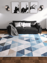 Cubism Collage Blue Washable Rug - MDJ008