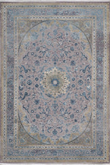 Reimagined Heritage Modernised Medallion Rug - Sky - M642A