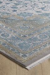 Reimagined Heritage Modernised Medallion Rug - Sky - M642A