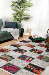 machine-washable-area-rug-Floral-Patchwork-Collection-Multicolor-JR188