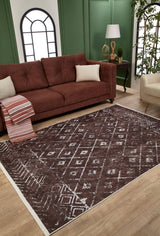 machine-washable-area-rug-Bohemian-Trellis-Lattice-Modern-Collection-Bronze-Brown-JR1838