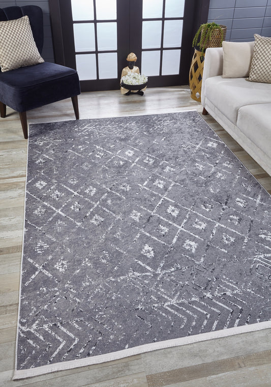 machine-washable-area-rug-Bohemian-Trellis-Lattice-Modern-Collection-Gray-Anthracite-JR1841