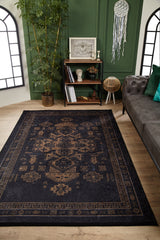 machine-washable-area-rug-Medallion-Tribal-Ethnic-Collection-Black-JR1890