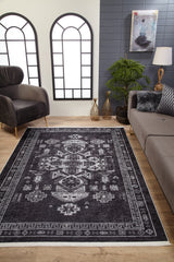 machine-washable-area-rug-Medallion-Tribal-Ethnic-Collection-Black-JR1892