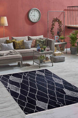 machine-washable-area-rug-Bohemian-Modern-Trellis-Lattice-Collection-Black-JR1037