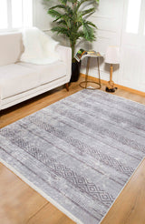 machine-washable-area-rug-Stripe-Modern-Collection-Gray-Anthracite-Cream-Beige-JR894