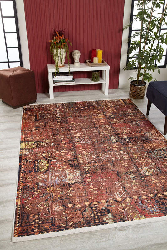 machine-washable-area-rug-Tribal-Ethnic-Collection-Bronze-Brown-JR1651