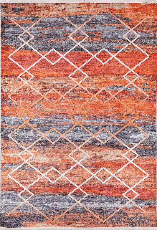 machine-washable-area-rug-Trellis-Lattice-Modern-Collection-Orange-JR1182