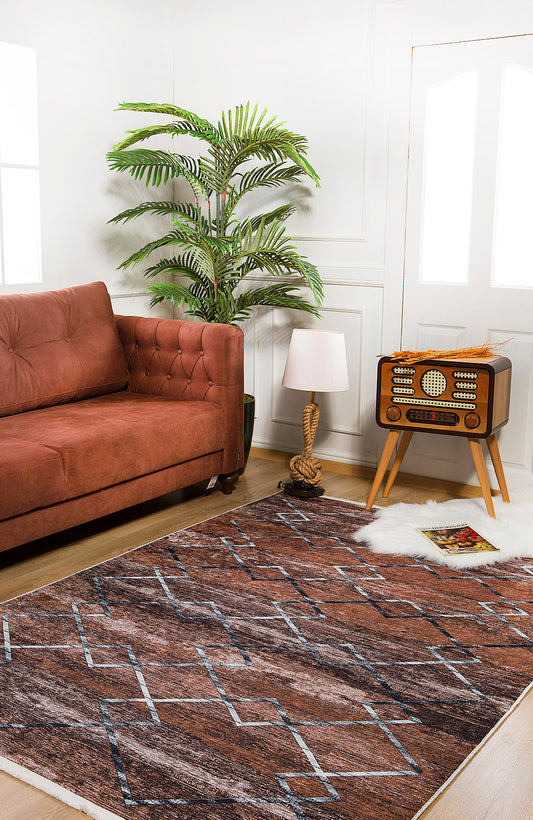 machine-washable-area-rug-Trellis-Lattice-Modern-Collection-Bronze-Brown-JR1184