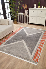 machine-washable-area-rug-Geometric-Modern-Collection-Gray-Anthracite-Orange-JR1727