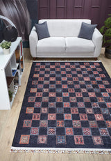 machine-washable-area-rug-Braided-Tassel-Collection-Black-Red-JR5022